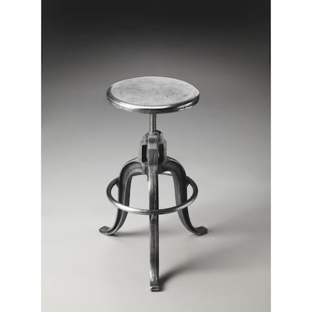 Gfancy Fixtures 22 x 19 x 16.5 in. Glossy Iron Silver Revolving Bar Stool GF3656806